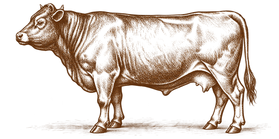 Hand-drawn illustration of a standing rib roast and butcher knife