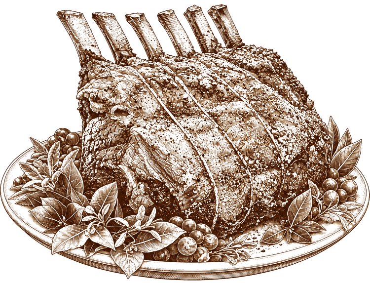 Standing rib roast on butcher paper