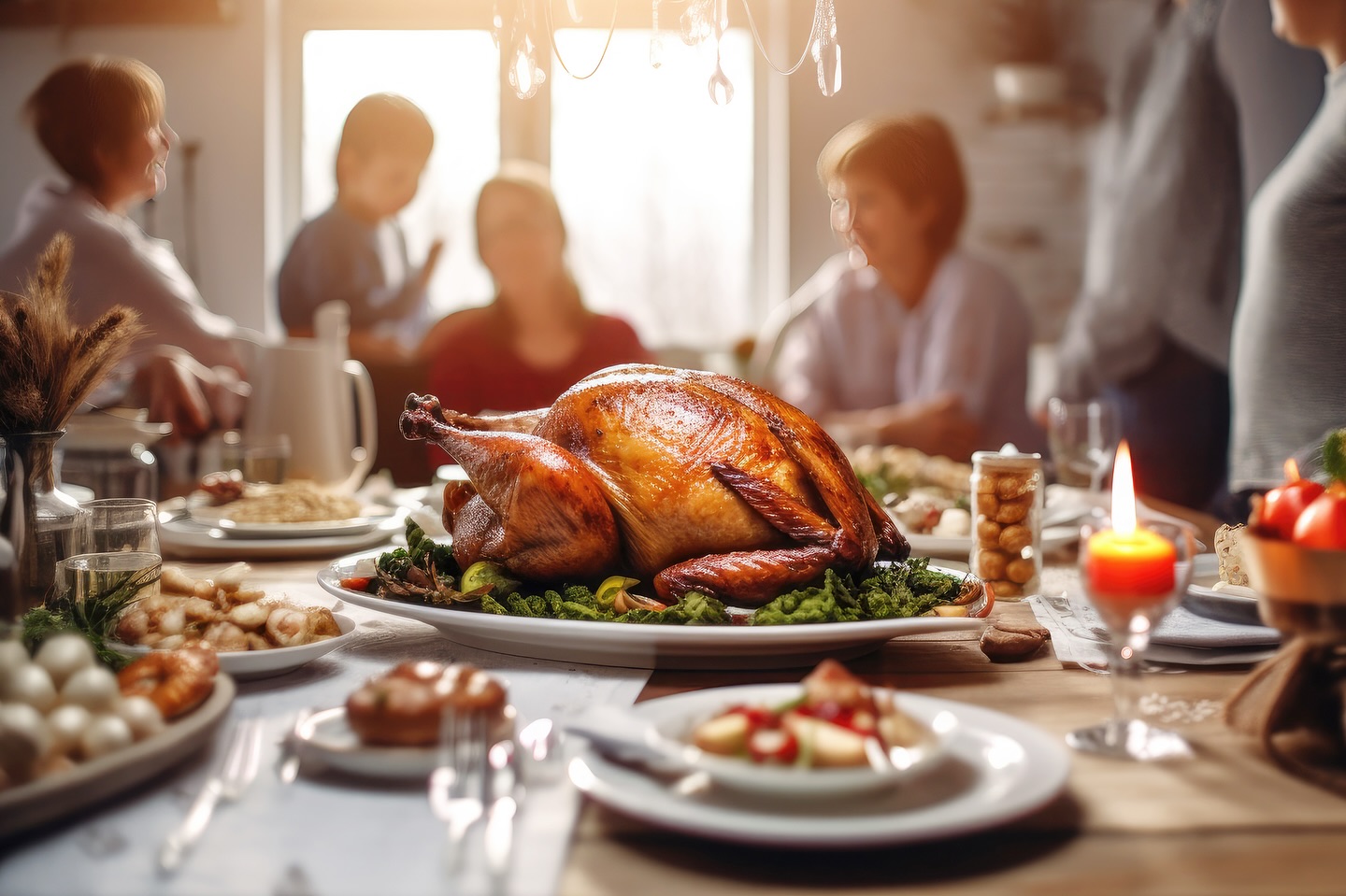 Holiday ham dinner spread